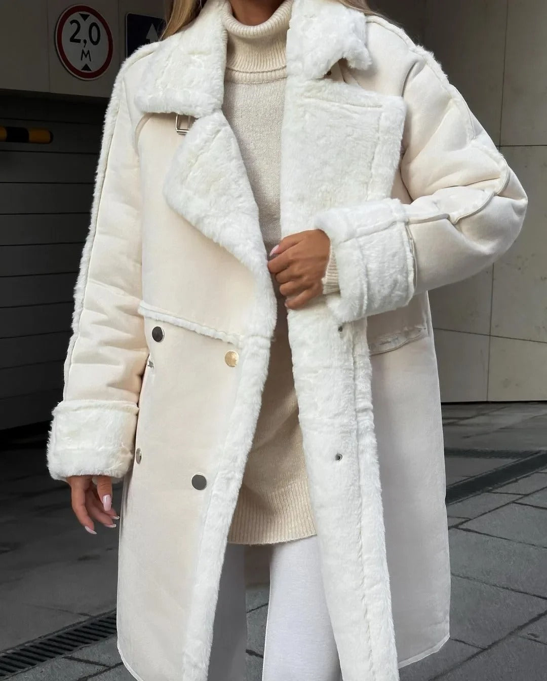 W&W Mode | Lockere Teddyjacke Aus Lammwolle Mit Lässigem Kragen