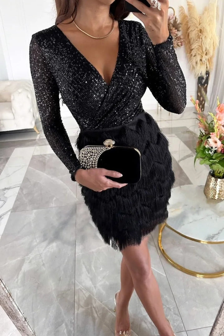 W&W Mode | Stilvolles Partykleid Mit Federpailletten