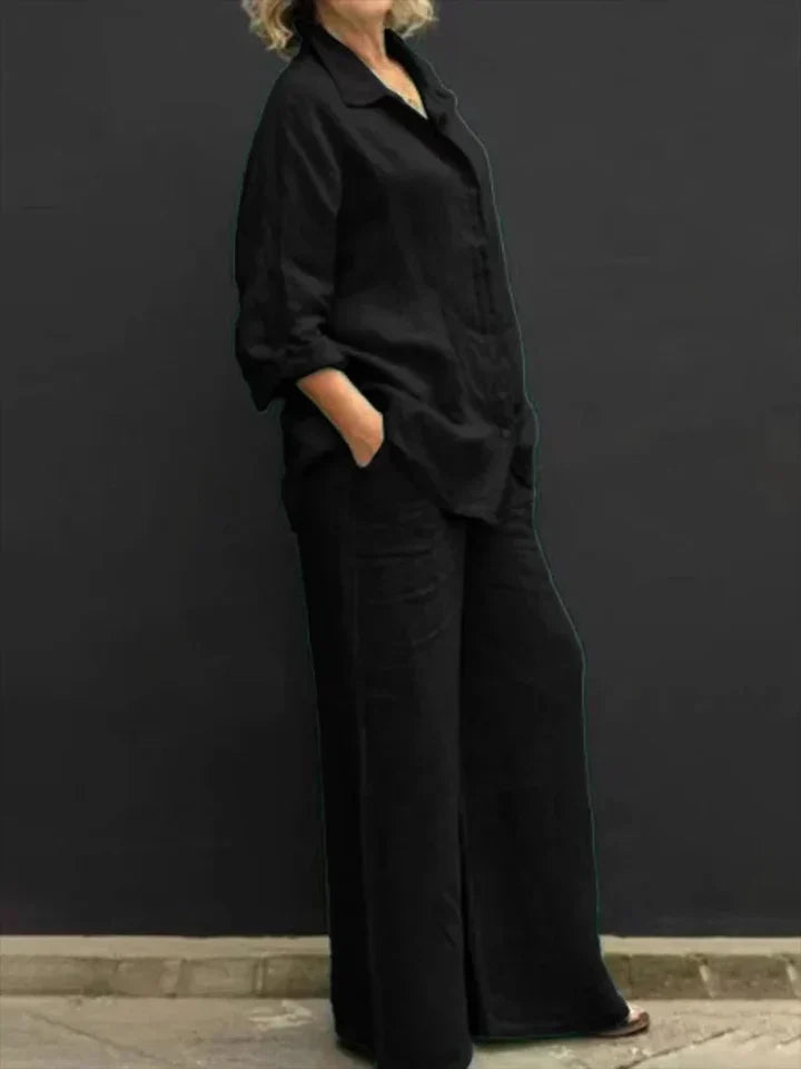 W&W Mode | Leinen Ensemble Mit Knopfleiste