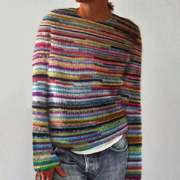 W&W Mode - Einzigartiger gestreifter Pullover mit langen Ärmeln