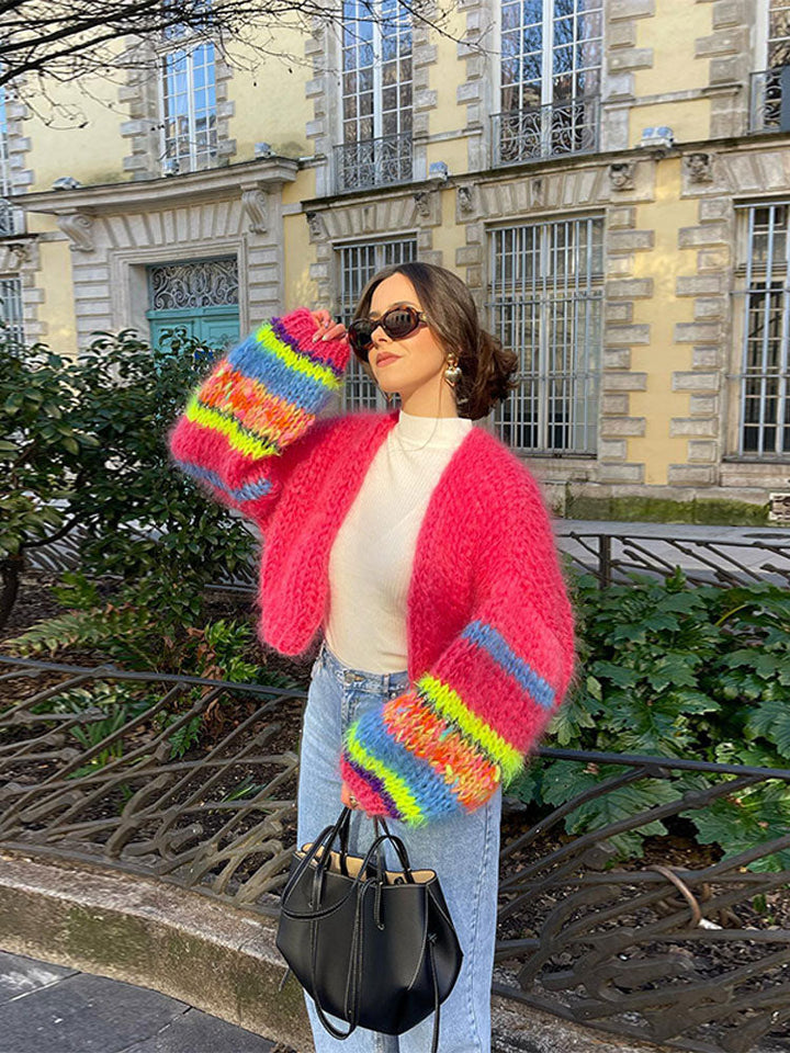 W&W Mode | Mehrfarbiger Cardigan Für Frauen