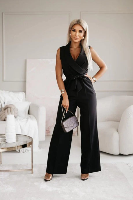 W&W Mode | Eleganter weißer Jumpsuit mit Bindegürtel für Damen