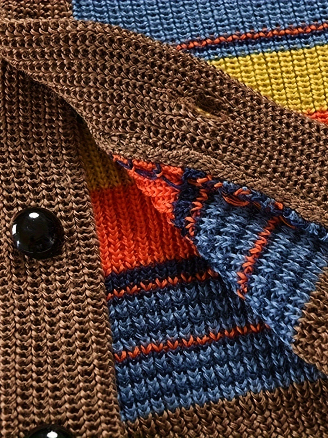 W&W Mode | Großer Gestrickter Herren Strickjacke Mit Kontrastierenden Farben