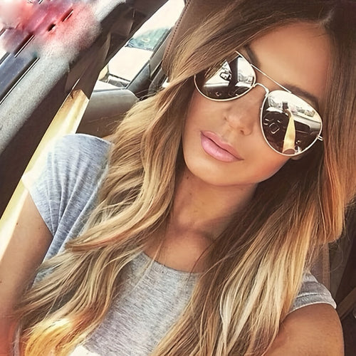 W&W Mode | Klassische Aviator-Sonnenbrille mit Goldenem Rahmen für Damen