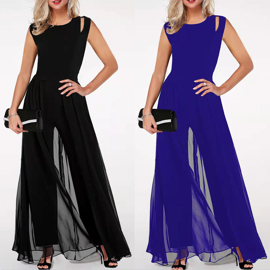 W&W Mode | Einfarbiger Damen Jumpsuit Aus Milchseide