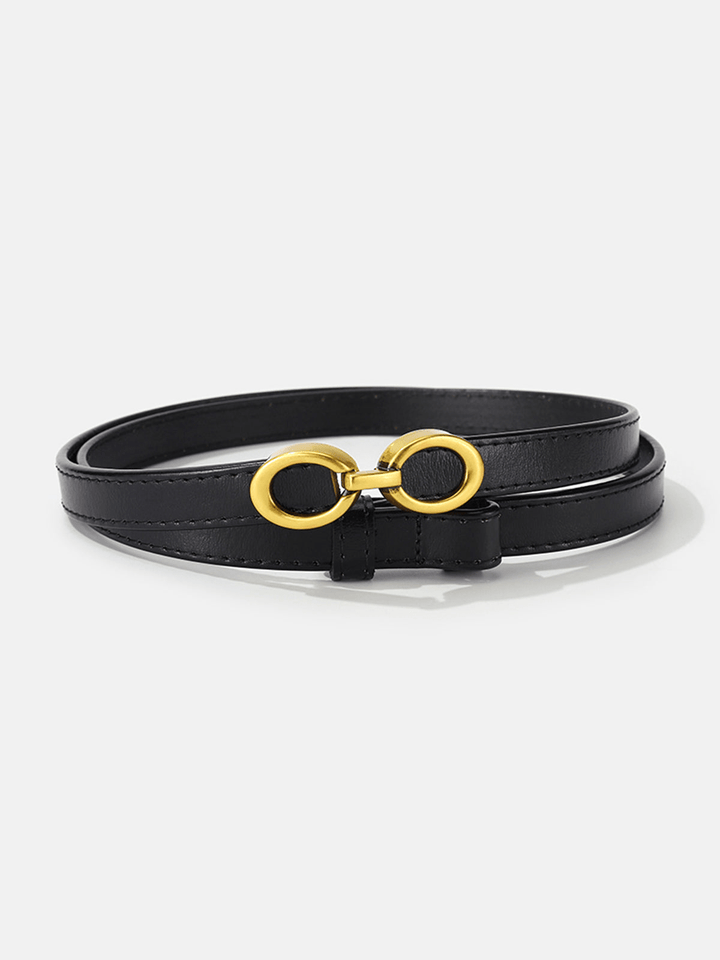 W&W Mode | Elegante Damen Gürtel Schmaler Leder Gürtel Mit Ringverschluss
