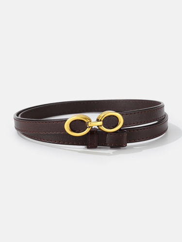 W&W Mode | Elegante Damen Gürtel Schmaler Leder Gürtel Mit Ringverschluss