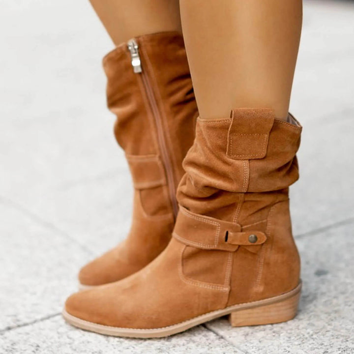 Braun Wildleder-Stiefel