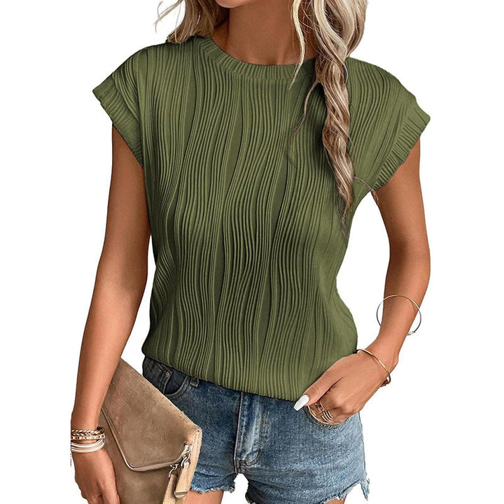 W&W Mode Sommer-T-Shirt für Damen mit Rundhalsausschnitt und superkurzen Ärmeln