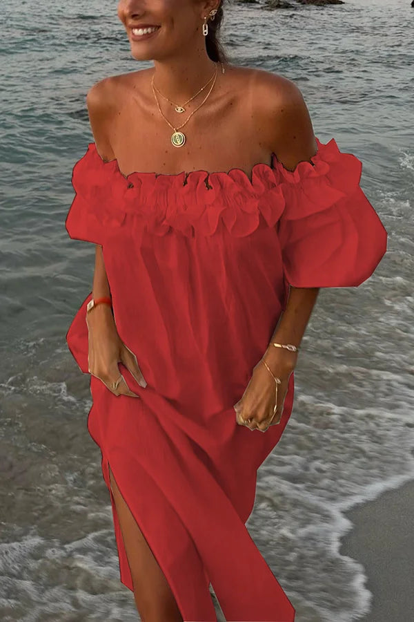 Damen Midikleid mit Rüschen