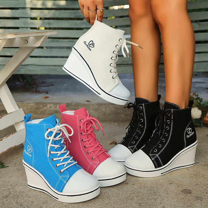 W&W Mode | Einfache Canvas Stiefeletten Mit Liebesmotiv