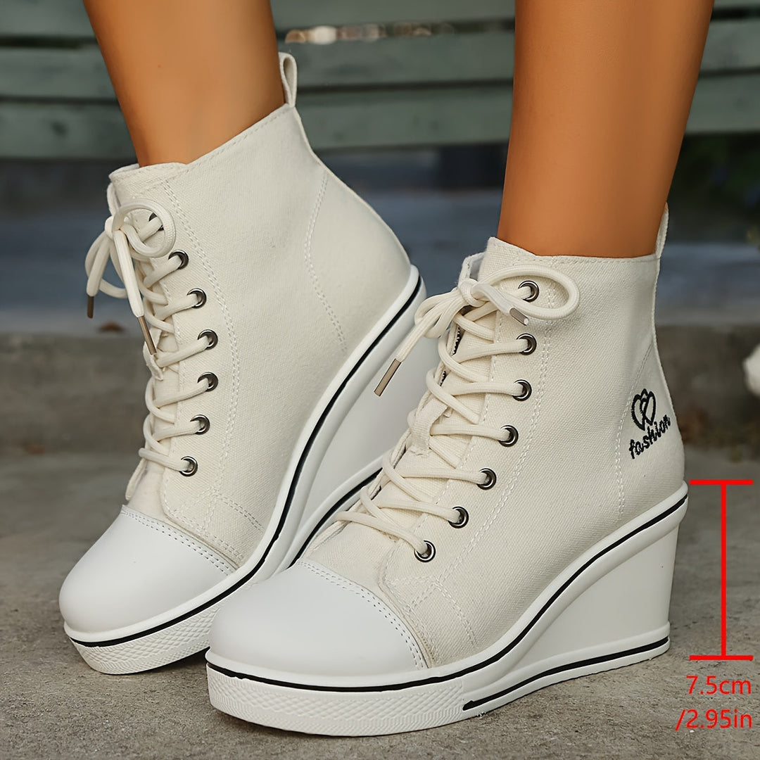 W&W Mode | Einfache Canvas Stiefeletten Mit Liebesmotiv