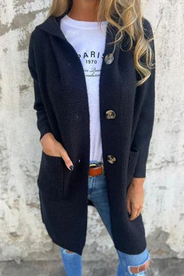 W&W Mode | Lässiger Herbst Strickcardigan mit Kapuze für Frauen