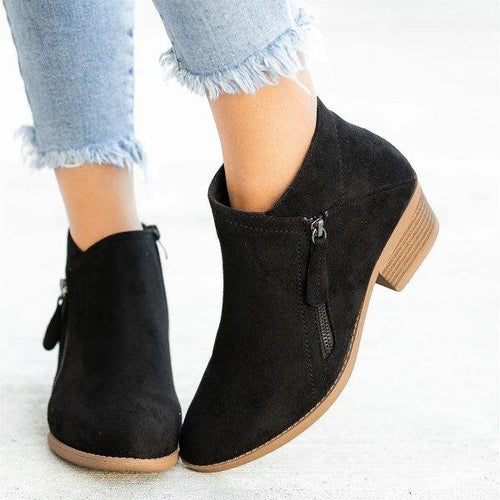 W&W Mode | Bequeme halbhohe Lederstiefeletten für Damen