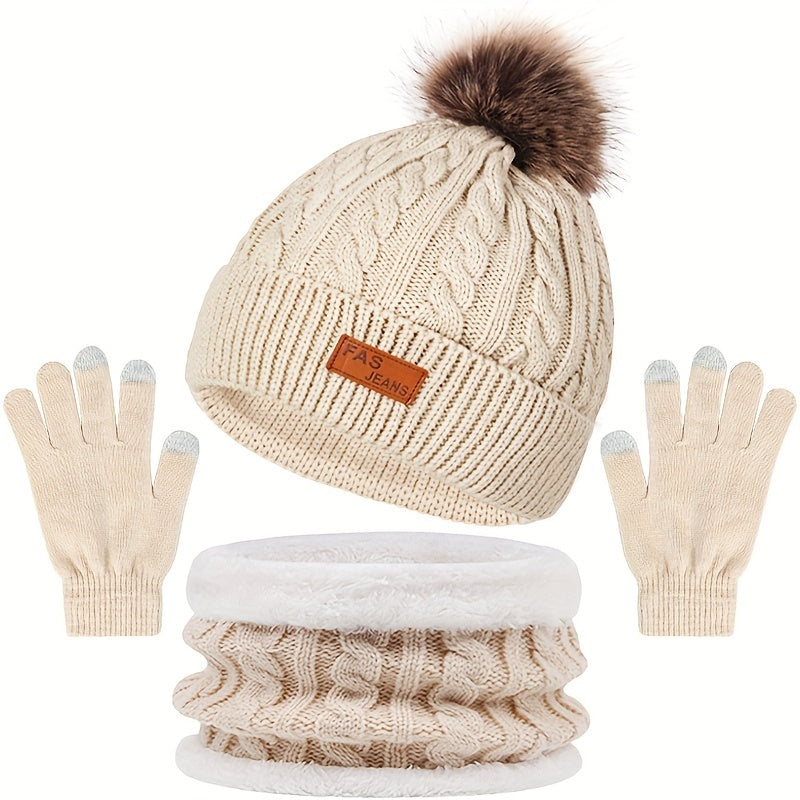 W&W Mode | Lässiges Winter Essential Mütze und Handschuh Set für Frauen