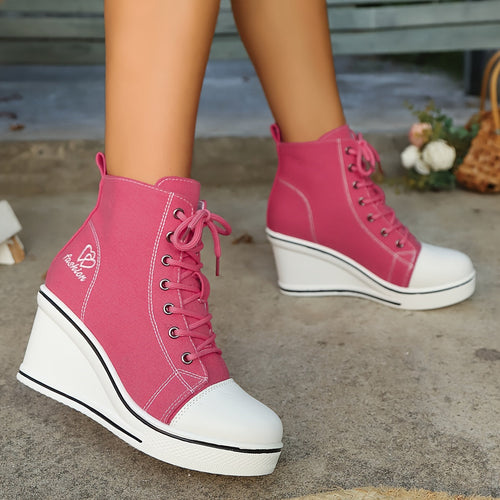 W&W Mode | Einfache Canvas Stiefeletten Mit Liebesmotiv