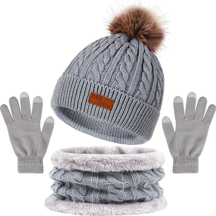 W&W Mode | Lässiges Winter Essential Mütze und Handschuh Set für Frauen