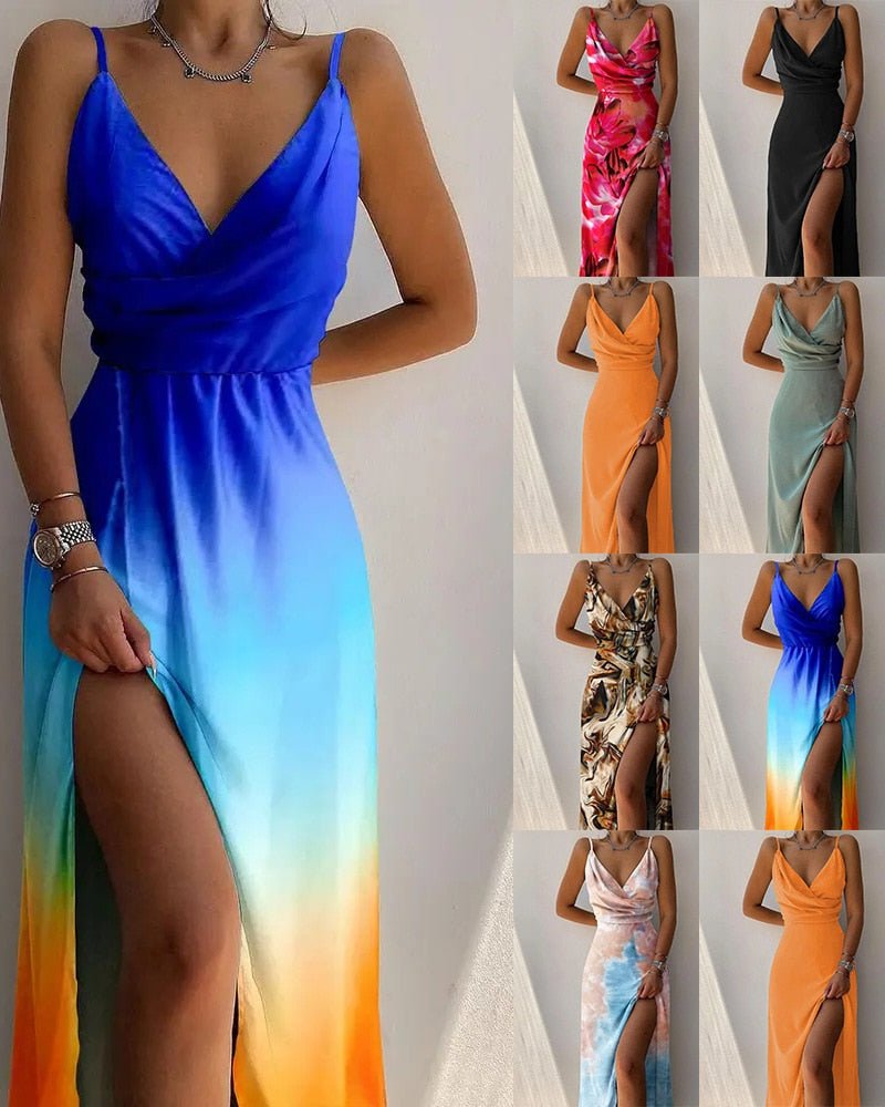 Damen Maxikleid mit tropischem Muster