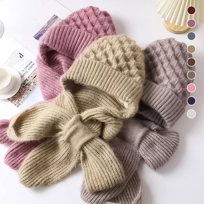 W&W Mode | Mütze und Schal Set - warme Damen Winteraccessoires
