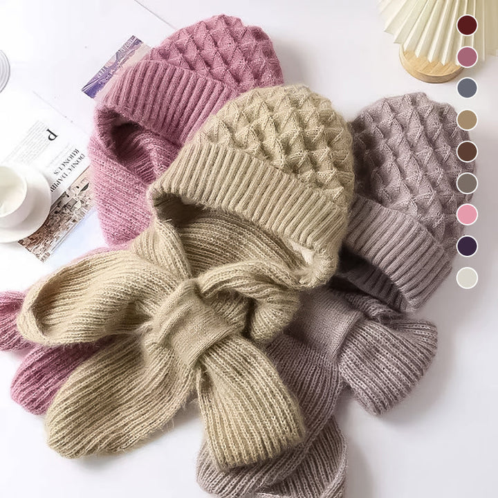 W&W Mode | Mütze und Schal Set - warme Damen Winteraccessoires