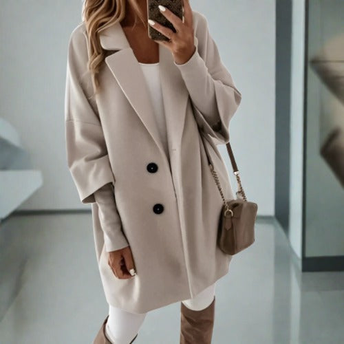 W&W Mode - Damen schicker oversized Mantel in Elfenbein