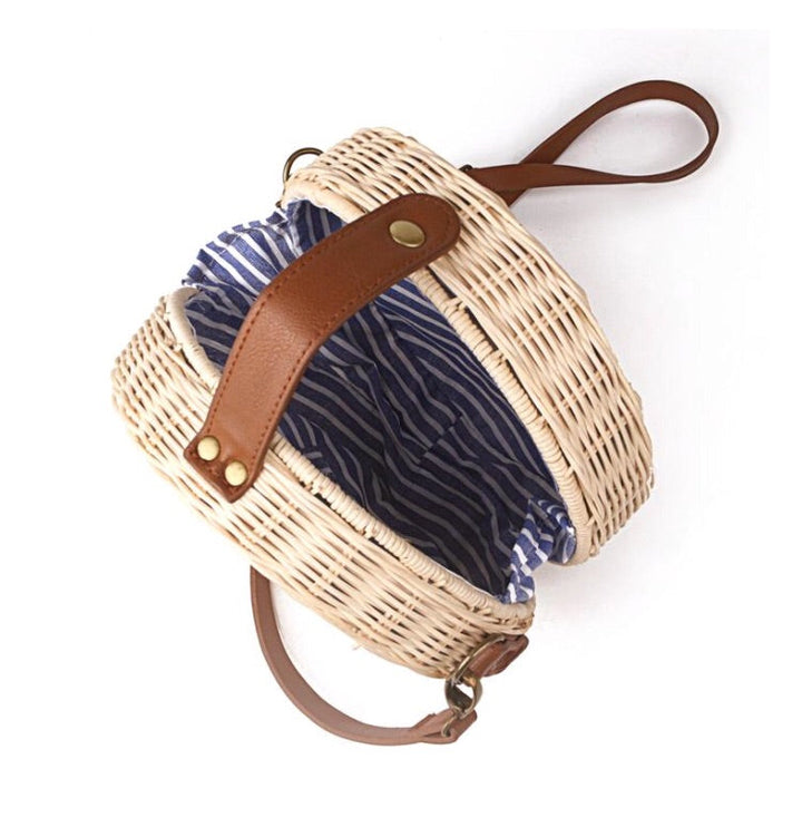 W&W Mode | Handgewebte Rattan Bambus Seitentasche