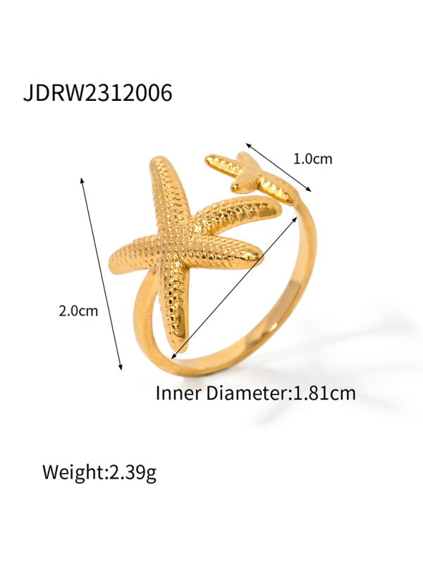 W&W Mode | Neuer Strandstil Ozeanelement Muschel Seestern Ring