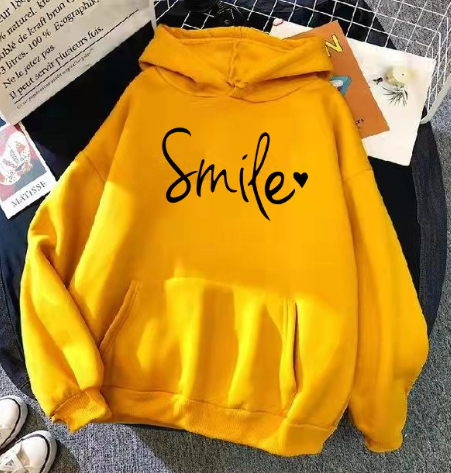 W&W Mode | gemütlicher Smile Print Hoodie mit Kordelzug für Frauen