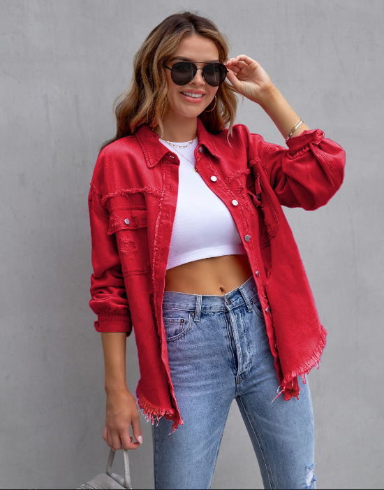 W&W Mode - Zerrissenes Oversized Jeansjacke