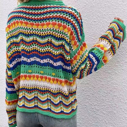 W&W Mode | Buntgestreifter Strickpullover
