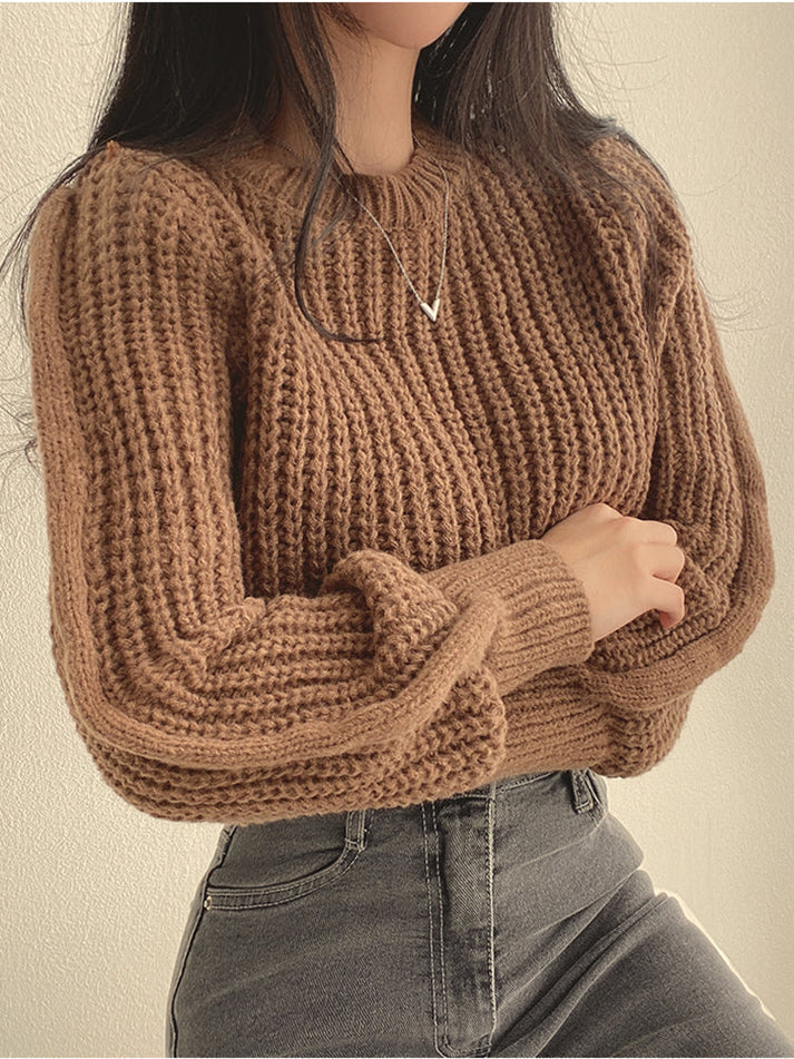 Damen-Pullover im groben Strick mit lockerer Passform