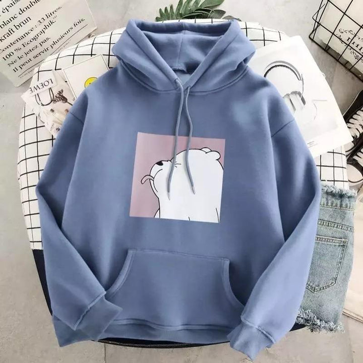 Unisex Oversize-Hoodie mit Eisbär-Aufdruck und weichem Material