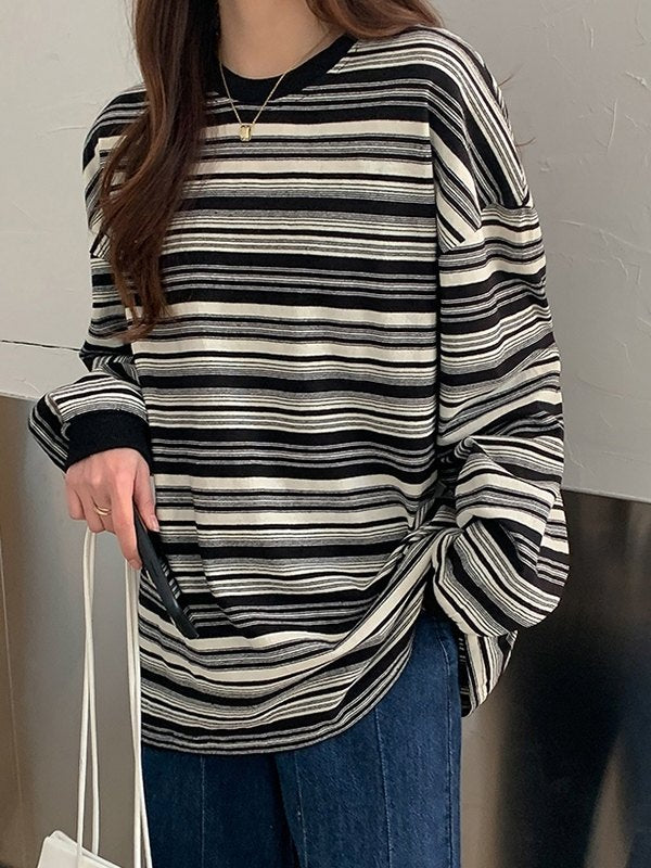 W&W Mode | oversized Pullover mit Rundhalsausschnitt und Streifen
