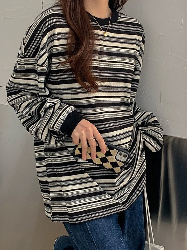 W&W Mode | oversized Pullover mit Rundhalsausschnitt und Streifen