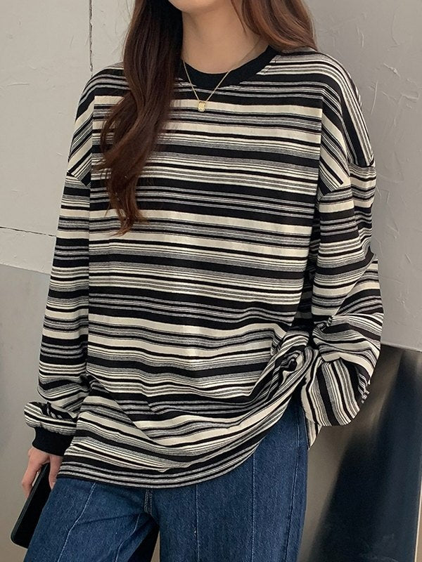 W&W Mode | oversized Pullover mit Rundhalsausschnitt und Streifen