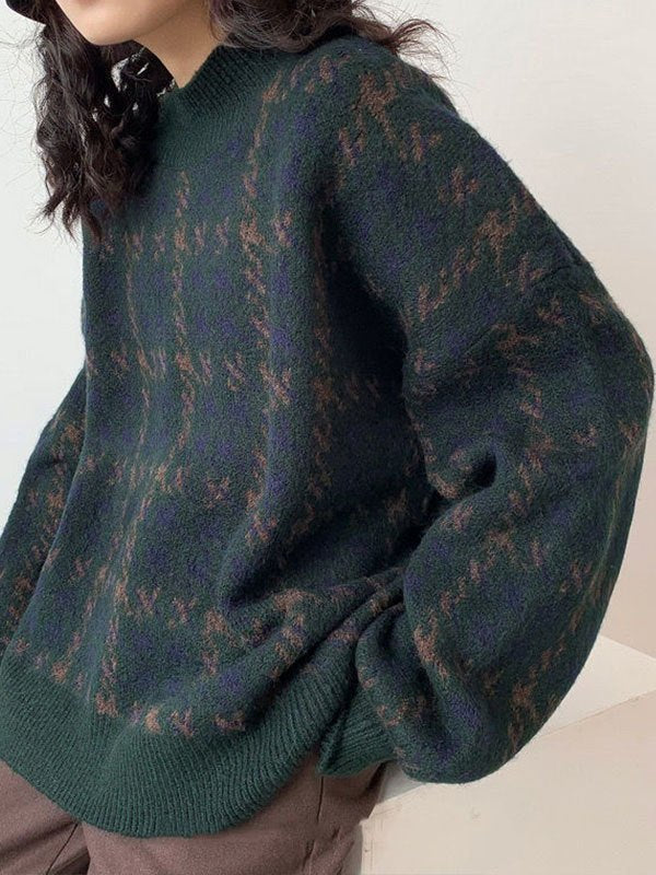 W&W Mode | Vintage gestrickter Pullover mit Karomuster