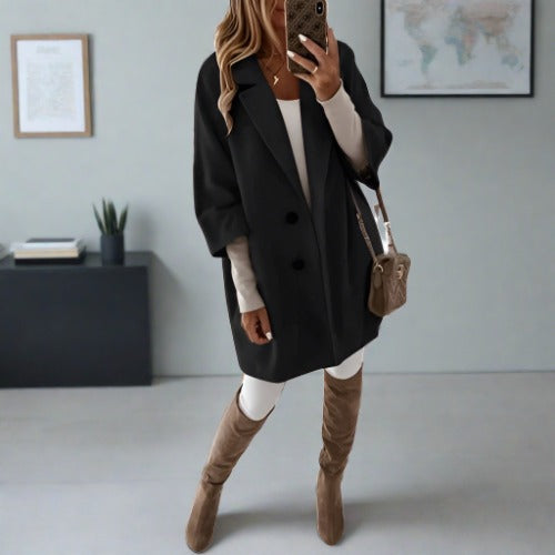 W&W Mode - Damen schicker oversized Mantel in Elfenbein