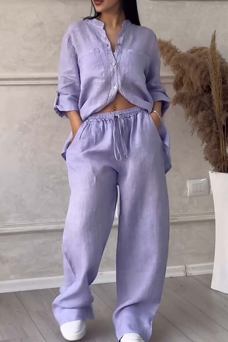 W&W Mode | Zweiteiliges Set mit Hosen aus Baumwolle und Leinen