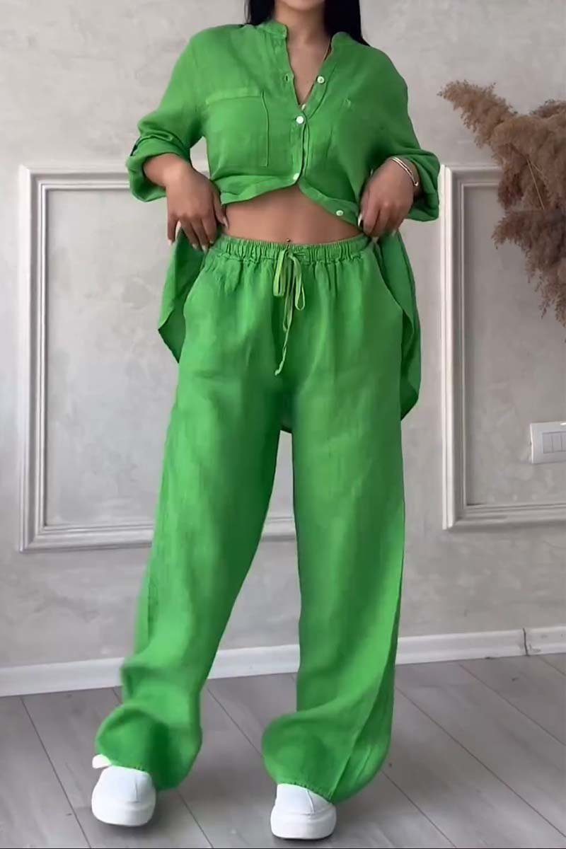 W&W Mode | Zweiteiliges Set mit Hosen aus Baumwolle und Leinen