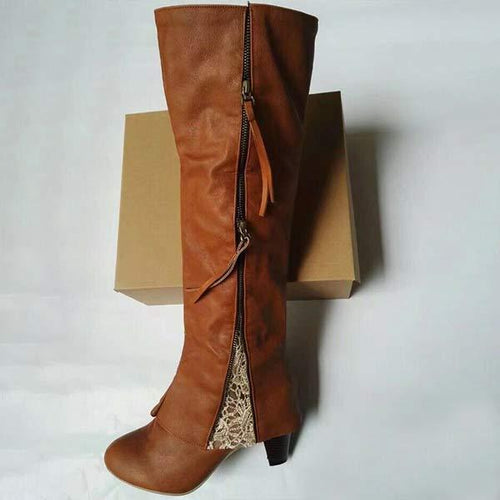 Damen Vintage-Stiefel mit hohem Absatz