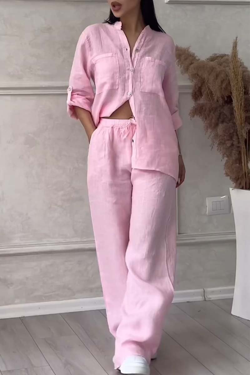 W&W Mode | Zweiteiliges Set mit Hosen aus Baumwolle und Leinen