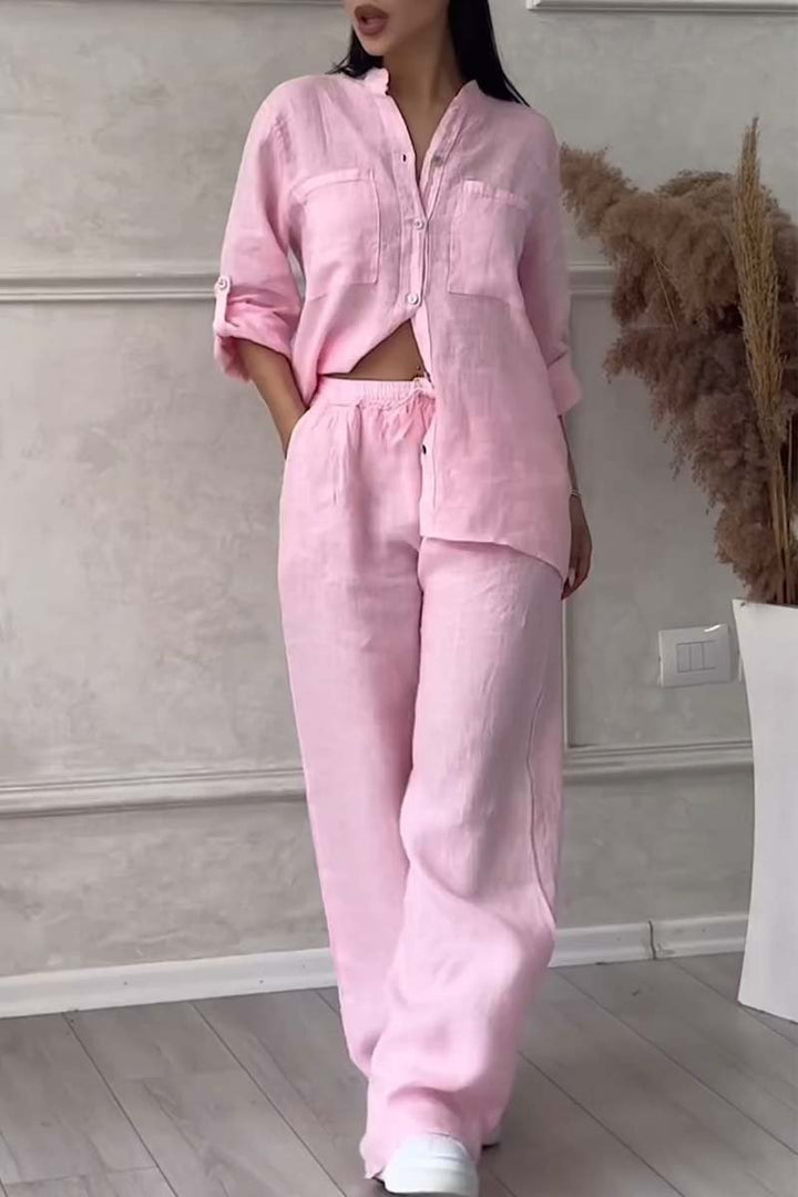 W&W Mode | Zweiteiliges Set mit Hosen aus Baumwolle und Leinen