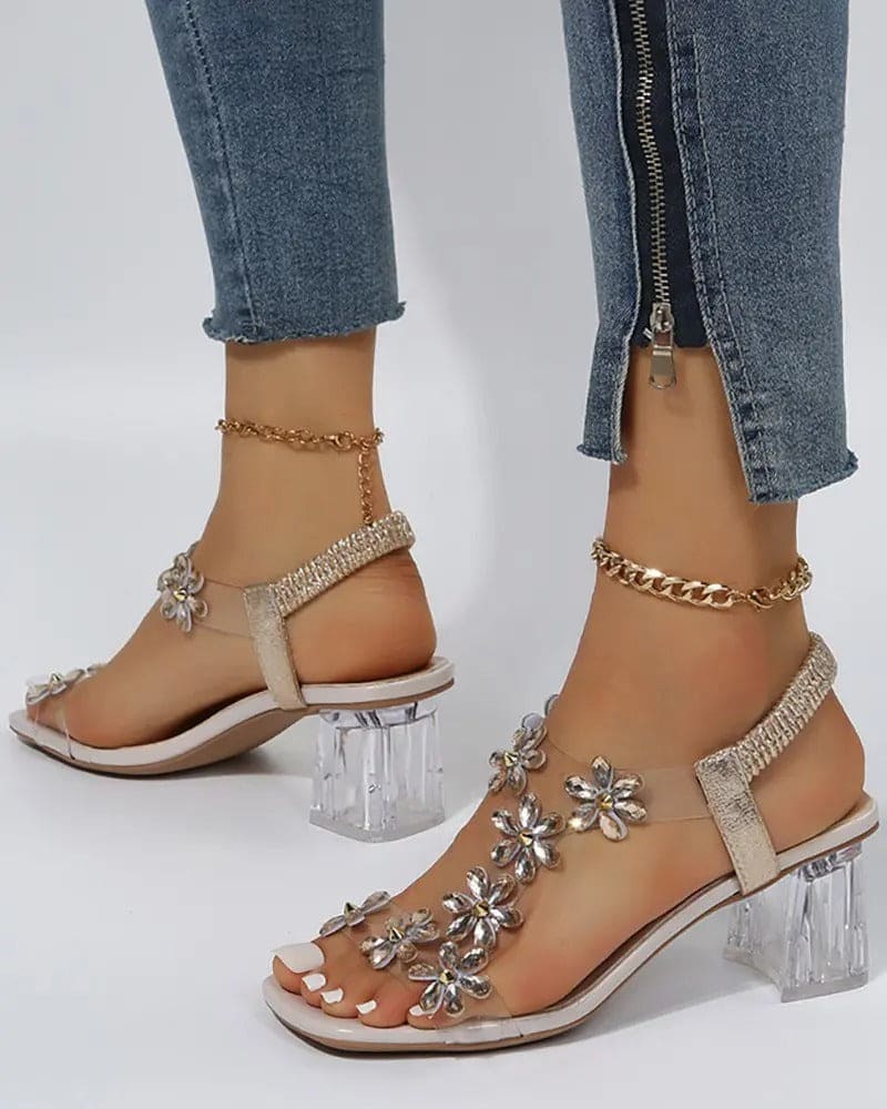 W&W Mode | Sandalen Mit Riemen Und Strass Hohe Absätze