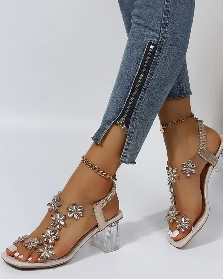 W&W Mode | Sandalen Mit Riemen Und Strass Hohe Absätze