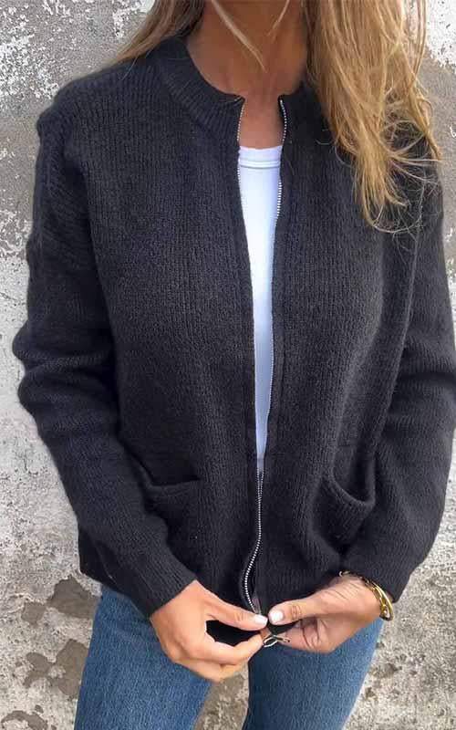 W&W Mode | Superweiche, Warme Strickjacke Mit Reißverschluss