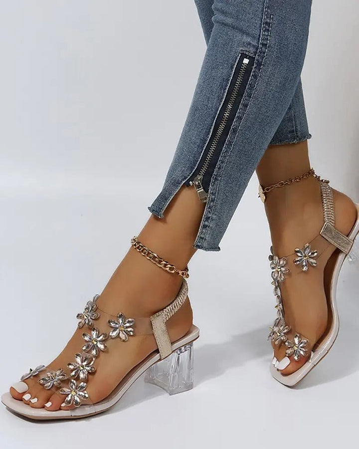 W&W Mode | Sandalen Mit Riemen Und Strass Hohe Absätze
