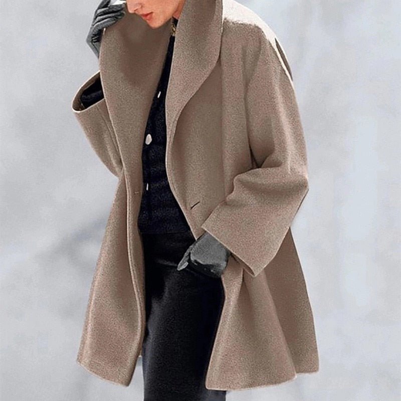 W&W Mode | Wärmer Wollmantel mit breitem Kragen für Damen