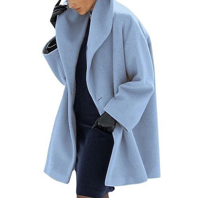 W&W Mode | Wärmer Wollmantel mit breitem Kragen für Damen