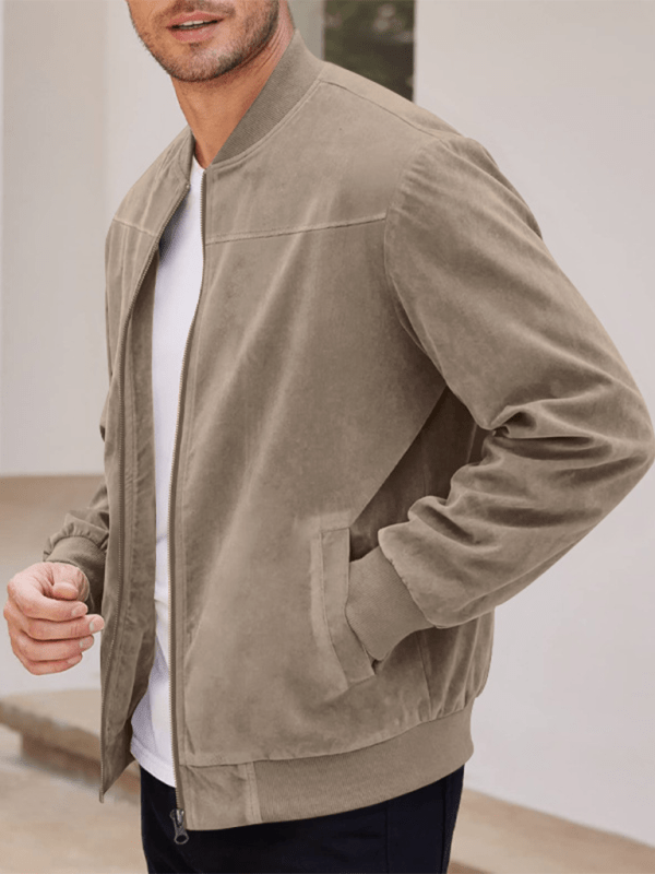 W&W Mode | Wildleder Retro Reißverschluss Herrenjacke Bomberjacke
