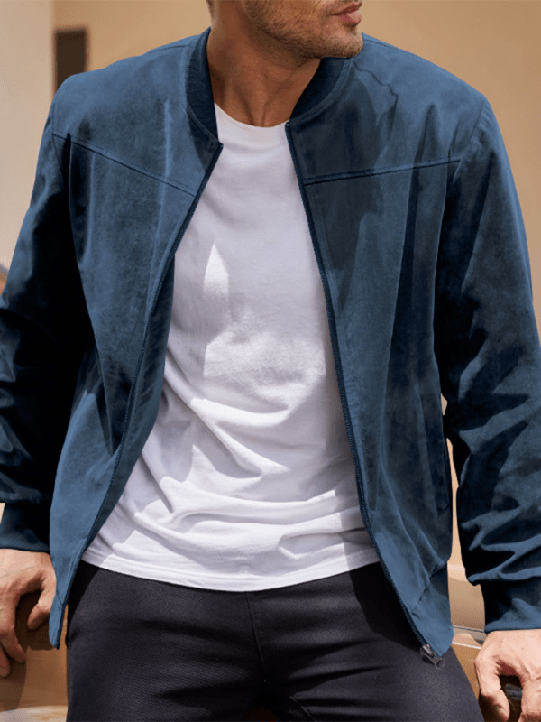 W&W Mode | Wildleder Retro Reißverschluss Herrenjacke Bomberjacke